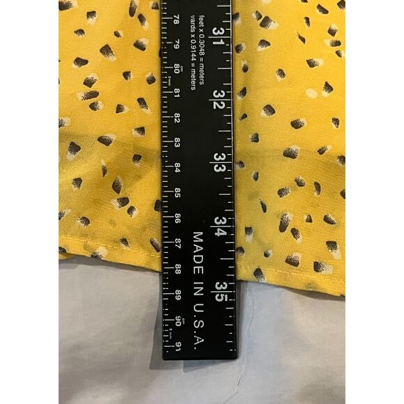 She & Sky Smocked Neck Yellow Print Dress Ruffled Long Sleeve Med Cottage BOHO - Picture 10 of 11